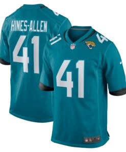 Men's Jacksonville Jaguars Josh Hines-Allen Teal Player Game Jersey JS3416 nicesnker