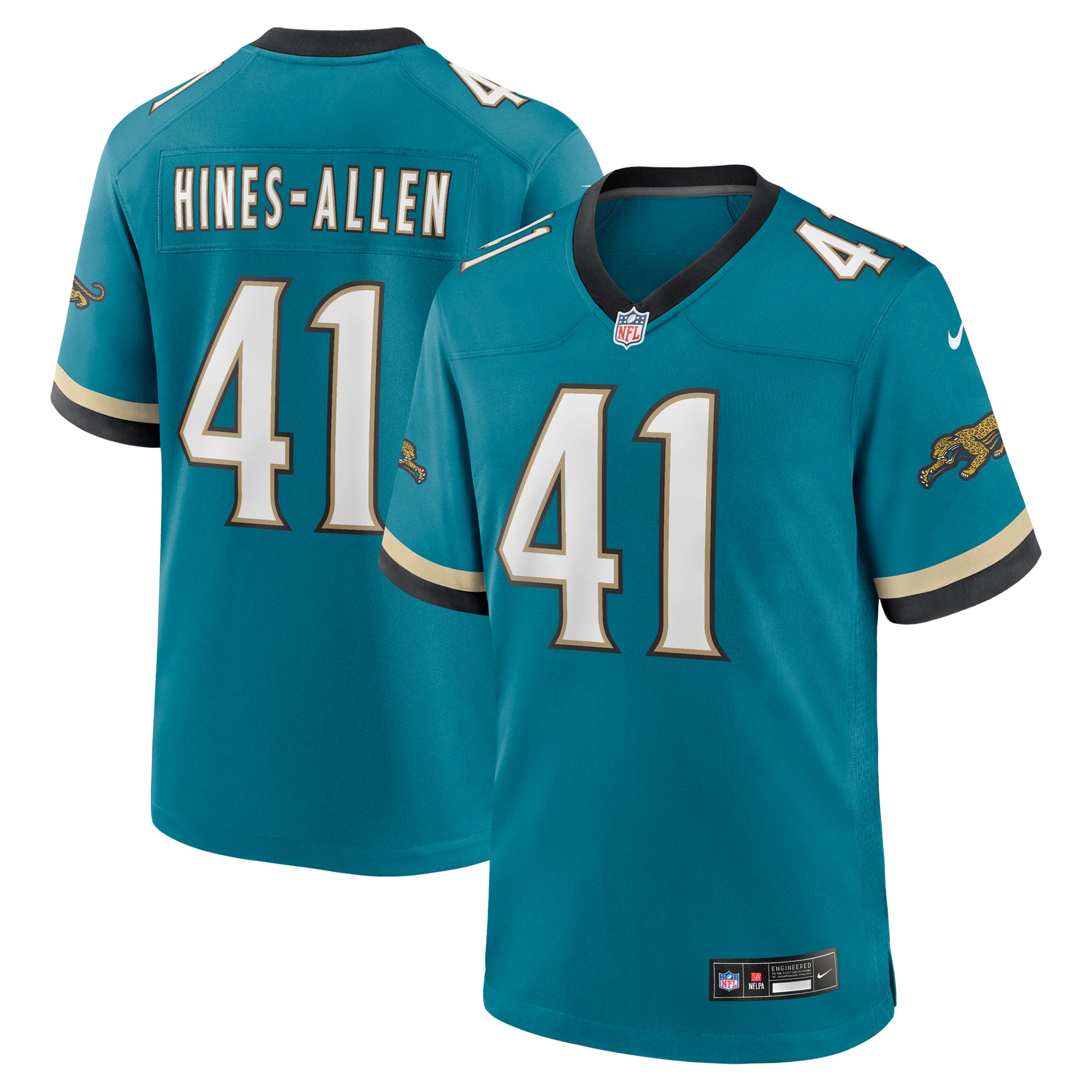 Men's Jacksonville Jaguars Josh Hines-Allen Teal Prowler Throwback Player Game Jersey JS7402 nicesnker