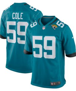 Men's Jacksonville Jaguars Myles Cole Teal Team Game Jersey JS9589 nicesnker