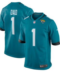 Men's Jacksonville Jaguars Number 1 Dad Teal Game Jersey JS4130 nicesnker