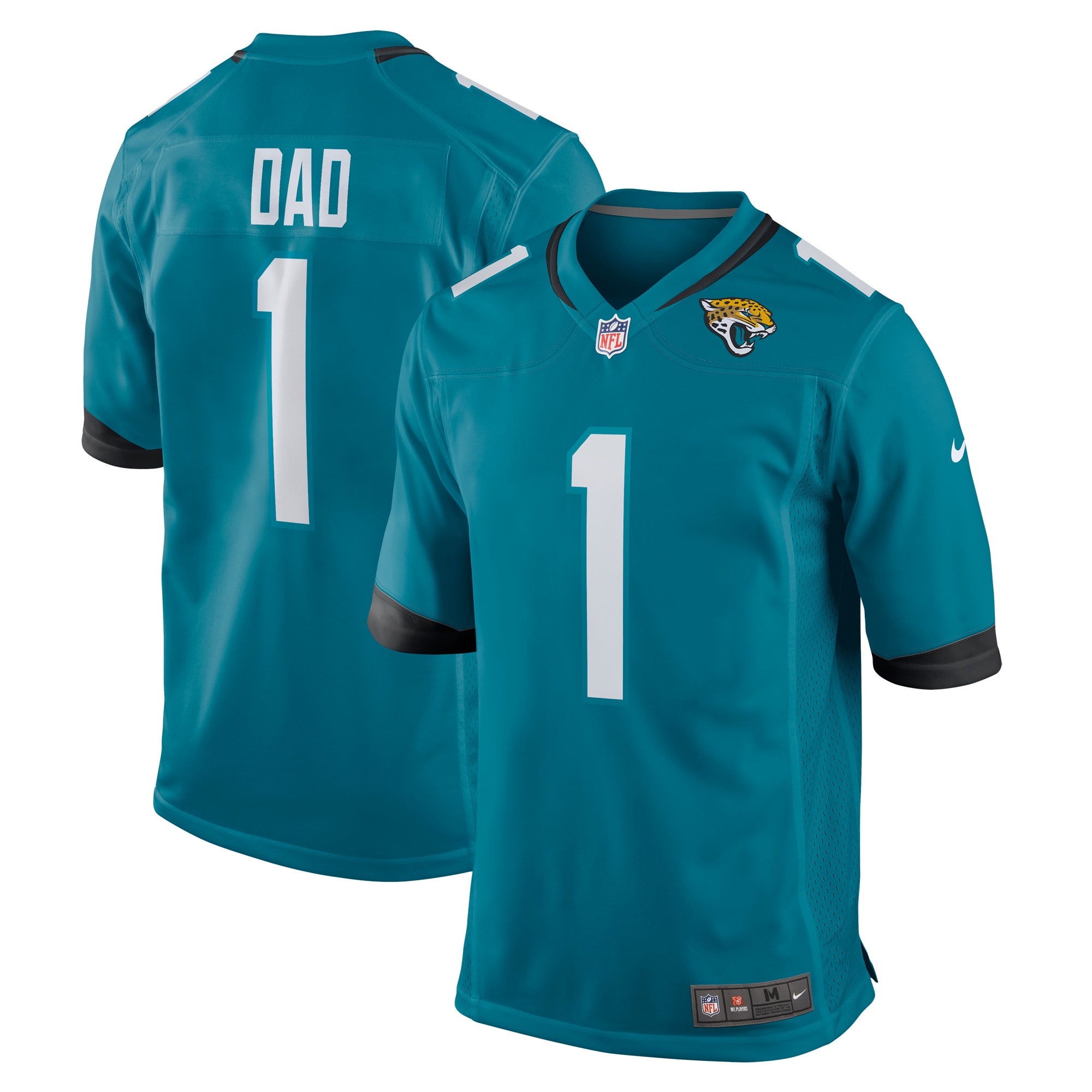 Men's Jacksonville Jaguars Number 1 Dad Teal Game Jersey JS4130 nicesnker