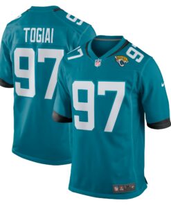 Men's Jacksonville Jaguars Tommy Togiai Teal Team Game Jersey JS1332 nicesnker