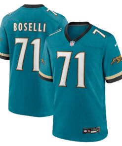 Men's Jacksonville Jaguars Tony Boselli Teal Prowler Throwback Retired Player Game Jersey JS1891 nicesnker