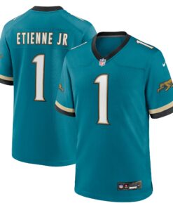 Men's Jacksonville Jaguars Travis Etienne Jr Teal Prowler Throwback Player Game Jersey JS5302 nicesnker
