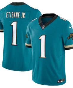 Men's Jacksonville Jaguars Travis Etienne Teal Prowler Throwback Vapor F.U.S.E. Limited Jersey JS6178 nicesnker