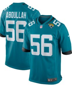 Men's Jacksonville Jaguars Yasir Abdullah Teal Team Game Jersey JS5048 nicesnker