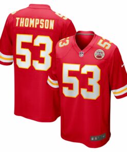 Men's Kansas City Chiefs BJ Thompson Red Game Jersey JS2607 nicesnker