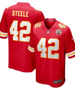Men's Kansas City Chiefs Carson Steele Red Game Jersey JS3269 nicesnker