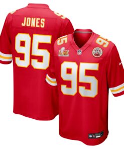 Men's Kansas City Chiefs Chris Jones Red Super Bowl LIX Game Jersey JS9788 nicesnker