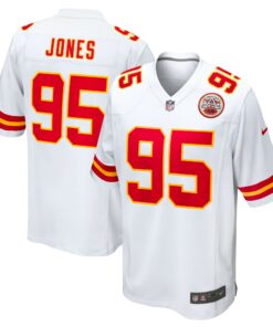 Men's Kansas City Chiefs Chris Jones White Game Jersey JS1403 nicesnker