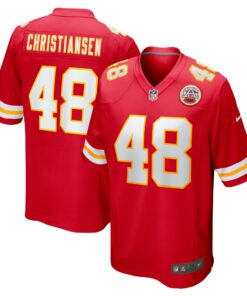 Men's Kansas City Chiefs Cole Christiansen Red Game Player Jersey JS9445 nicesnker