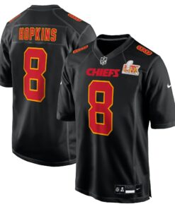 Men's Kansas City Chiefs DeAndre Hopkins Carbon Black Super Bowl LIX Fashion Game Jersey JS8090 nicesnker
