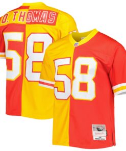 Men's Kansas City Chiefs Derrick Thomas Mitchell & Ness Red/Gold 1994 Split Legacy Jersey JS9893 nicesnker