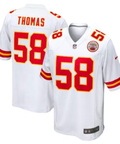 Men's Kansas City Chiefs Derrick Thomas White Retired Player Game Jersey JS9542 nicesnker