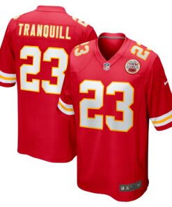 Men's Kansas City Chiefs Drue Tranquill Red Game Player Jersey JS3319 nicesnker