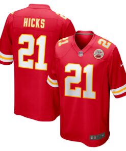 Men's Kansas City Chiefs Jaden Hicks Red Game Jersey JS3916 nicesnker