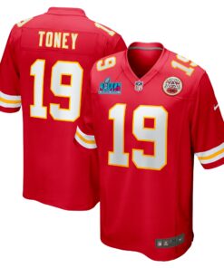 Men's Kansas City Chiefs Kadarius Toney Red Super Bowl LVII (2022 Season) Patch Game Jersey JS1901 nicesnker