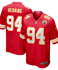 Men's Kansas City Chiefs Malik Herring Red Team Game Player Jersey JS9449 nicesnker