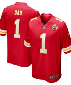 Men's Kansas City Chiefs Number 1 Dad Red Game Jersey JS8864 nicesnker