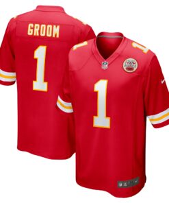 Men's Kansas City Chiefs Number 1 Groom Red Game Jersey JS5451 nicesnker