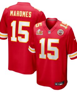 Men's Kansas City Chiefs Patrick Mahomes Red Super Bowl LIX Game Jersey JS1409 nicesnker