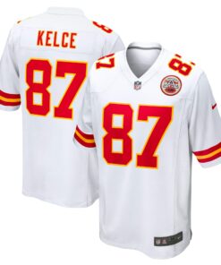 Men's Kansas City Chiefs Travis Kelce White Player Game Jersey JS5390 nicesnker