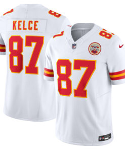 Men's Kansas City Chiefs Travis Kelce White Vapor F.U.S.E. Limited Jersey JS8116 nicesnker