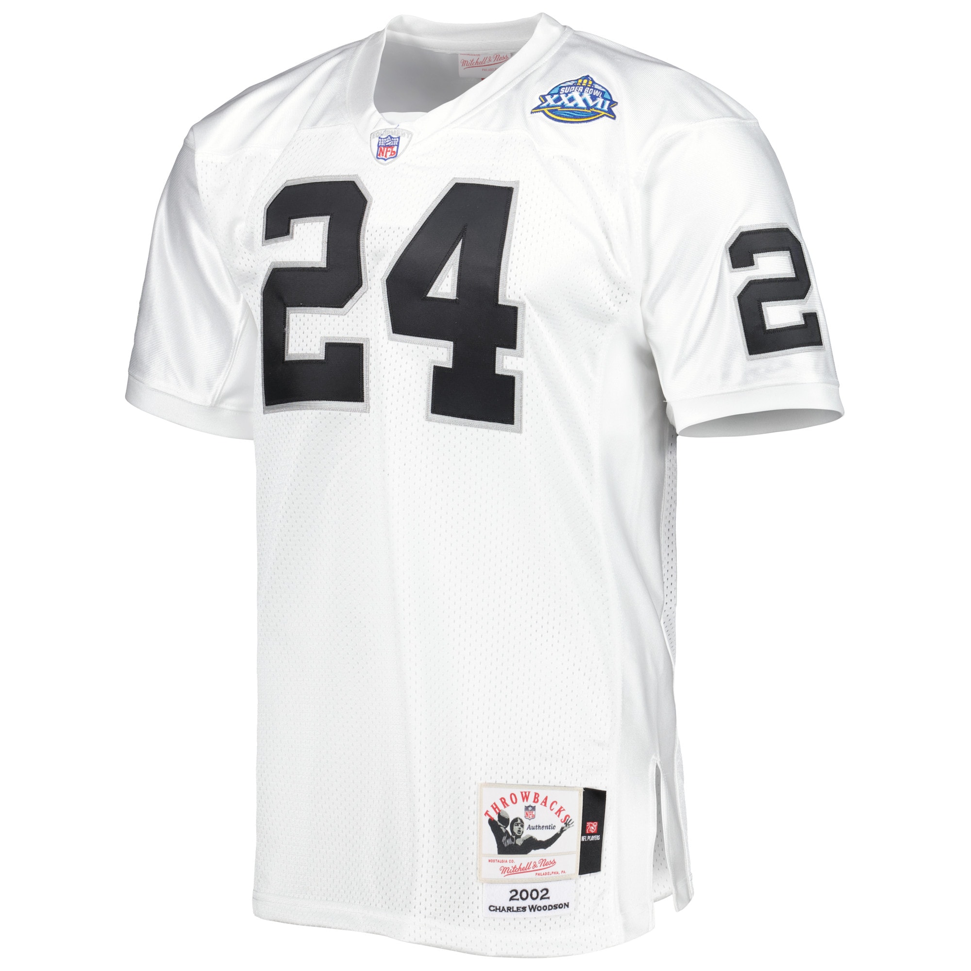 Men's Las Vegas Raiders 2002 Charles Woodson Mitchell & Ness White Throwback Retired Player Jersey JS9986 nicesnker - Image 2