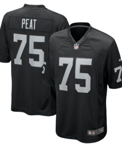 Men's Las Vegas Raiders Andrus Peat Black Team Game Jersey JS9374 nicesnker