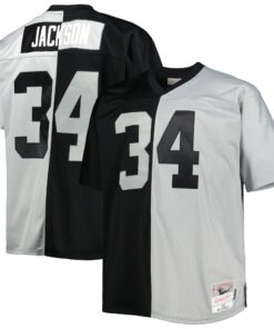 Men's Las Vegas Raiders Bo Jackson Mitchell & Ness Black/Silver Big & Tall Split Legacy Retired Player Jersey JS3532 nicesnker