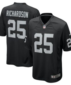 Men's Las Vegas Raiders Decamerion Richardson Black Team Game Jersey JS4644 nicesnker