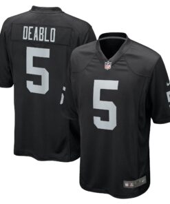 Men's Las Vegas Raiders Divine Deablo Black Player Game Jersey JS6056 nicesnker