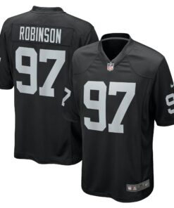 Men's Las Vegas Raiders Janarius Robinson Black Team Game Jersey JS7050 nicesnker