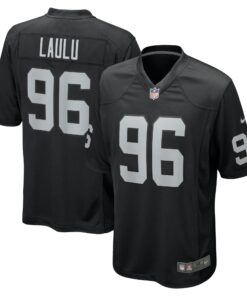 Men's Las Vegas Raiders Jonah Laulu Black Team Game Jersey JS8899 nicesnker