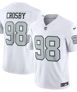 Men's Las Vegas Raiders Maxx Crosby White Vapor F.U.S.E. Limited Jersey JS4814 nicesnker