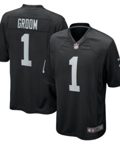 Men's Las Vegas Raiders Number 1 Groom Black Game Jersey JS4605 nicesnker