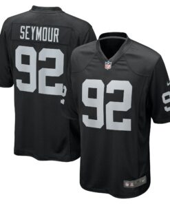 Men's Las Vegas Raiders Richard Seymour Black Retired Player Game Jersey JS1538 nicesnker