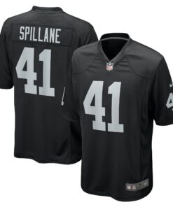 Men's Las Vegas Raiders Robert Spillane Black Game Player Jersey JS3020 nicesnker