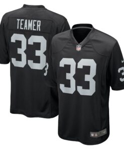 Men's Las Vegas Raiders Roderic Teamer Black Game Jersey JS4732 nicesnker