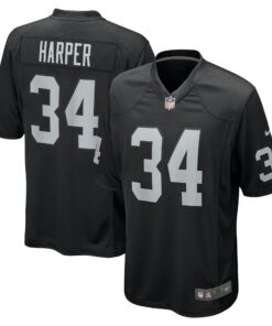 Men's Las Vegas Raiders Thomas Harper Black Team Game Jersey JS7266 nicesnker