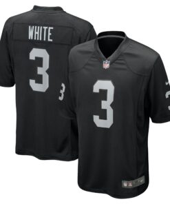 Men's Las Vegas Raiders Zamir White Black Team Game Jersey JS8930 nicesnker