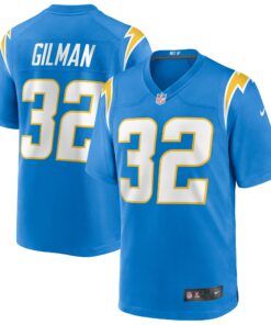 Men's Los Angeles Chargers Alohi Gilman Powder Blue Game Jersey JS9691 nicesnker