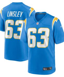 Men's Los Angeles Chargers Corey Linsley Powder Blue Game Player Jersey JS6298 nicesnker