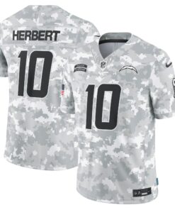 Men's Los Angeles Chargers Justin Herbert Arctic Camo 2024 Salute to Service Limited Jersey JS8016 nicesnker