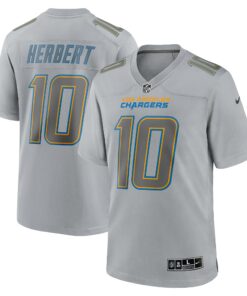 Men's Los Angeles Chargers Justin Herbert Gray Atmosphere Fashion Game Jersey JS9017 nicesnker