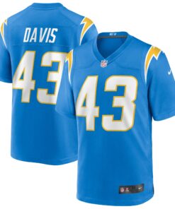 Men's Los Angeles Chargers Michael Davis Powder Blue Game Jersey JS9937 nicesnker