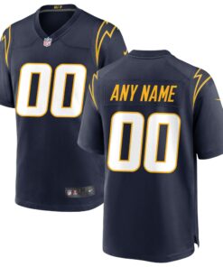 Men's Los Angeles Chargers Navy Alternate Custom Game Jersey JS4612 nicesnker