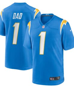Men's Los Angeles Chargers Number 1 Dad Powder Blue Game Jersey JS1230 nicesnker