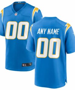 Men's Los Angeles Chargers Powder Blue Custom Game Jersey JS5005 nicesnker