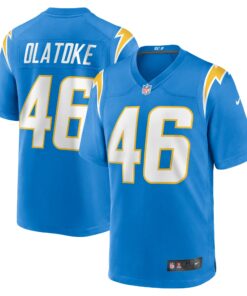 Men's Los Angeles Chargers Praise Olatoke Powder Blue Team Game Jersey JS3136 nicesnker
